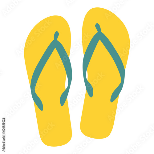 Bright Yellow Flip-Flops Summer Vector