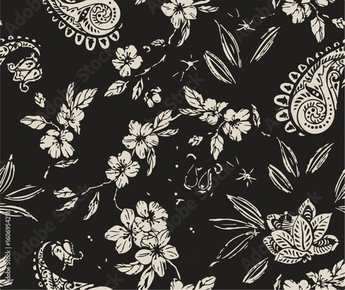 Purple and orange flowers on a white background, light colors, soft. watercolor flower seamless pattern. Watercolor print in rustic vintage style, textile or wallpaper.