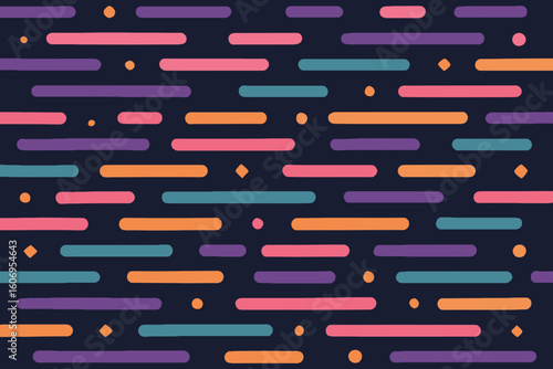 Vibrant abstract pattern of rounded rectangles on dark background