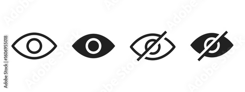 View icon. Open and closed eye symbols for showing or hiding content vector illustration. Privacy and visibility control in user interface symbol. Access management sign. Information toggle pictogram.