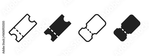 Ticket icon. Event and cinema pass with perforated edges vector illustration. Entry voucher for shows, movies, and fairs symbol. Discount and booking confirmation sign. Access and admission pictogram.