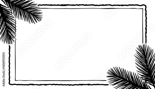 Silhouette of decorative frame with pine cones – Rustic Christmas holiday, seasonal celebration