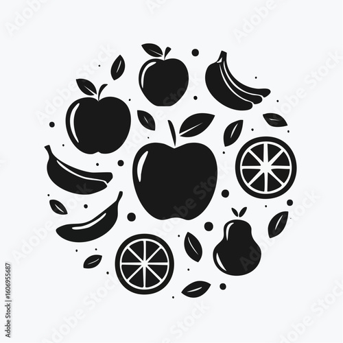 Vibrant fruit silhouette collection for healthy lifestyle designs