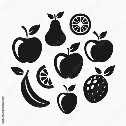 Vibrant fruit collection silhouette for healthy living designs