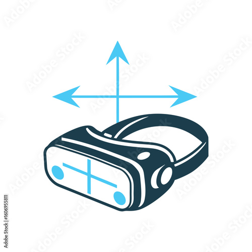 VR Headset with 3D Axis Arrows Illustration AR VR Development VR headset 3D axis polygon
