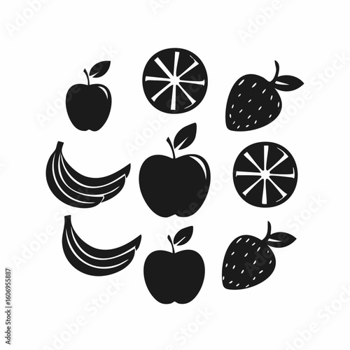 Vibrant fruit silhouette arrangement for healthy lifestyle visuals