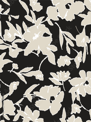 Purple and orange flowers on a white background, light colors, soft. watercolor flower seamless pattern. Watercolor print in rustic vintage style, textile or wallpaper.