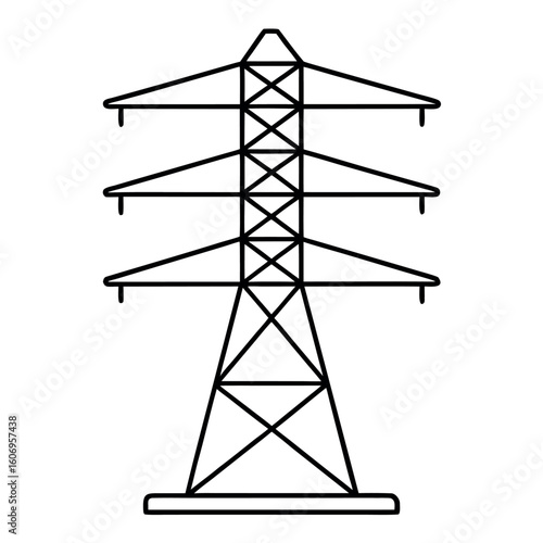 Tall Energy Transmission Tower with Crossbars Vector Illustration