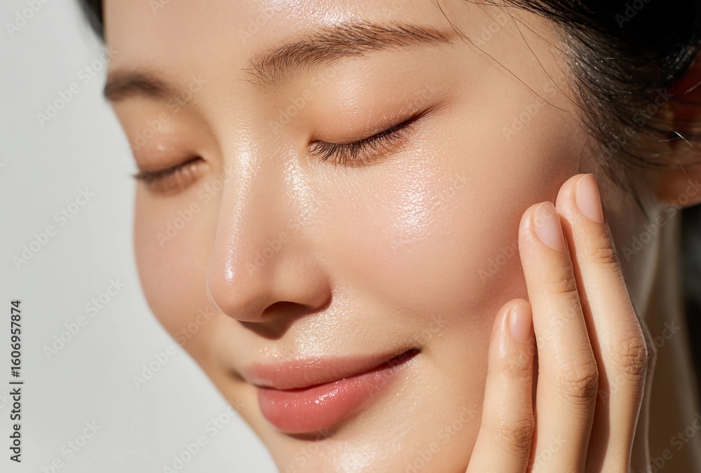 Close-Up of Radiant Asian Woman – Natural Skincare and Beauty Glow Close-Up of Radiant Asian Woman – Natural Skincare and Beauty Glow