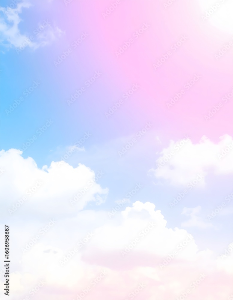Obraz premium Pastel Sky Dreamscape: Soft Clouds and Gradient Hues of Blue, Purple, and Pink
