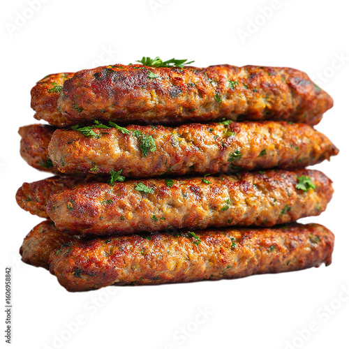Stack of seekh kabab on transparent background