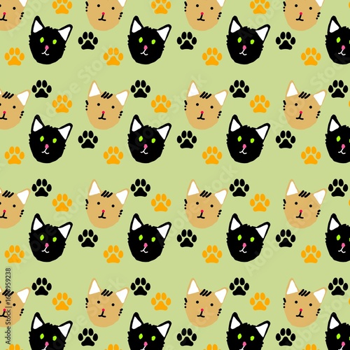 seamless pattern with cats green
