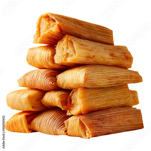 Stack of tamales on transparent background