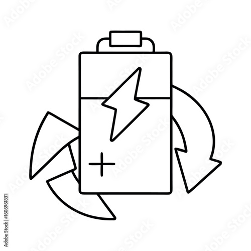 Sustainable Battery Design Battery with Recycling Arrow Symbol for Eco Friendly Power