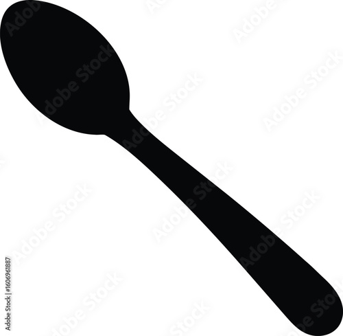 silhouette of a black spoon vector art illustration on white