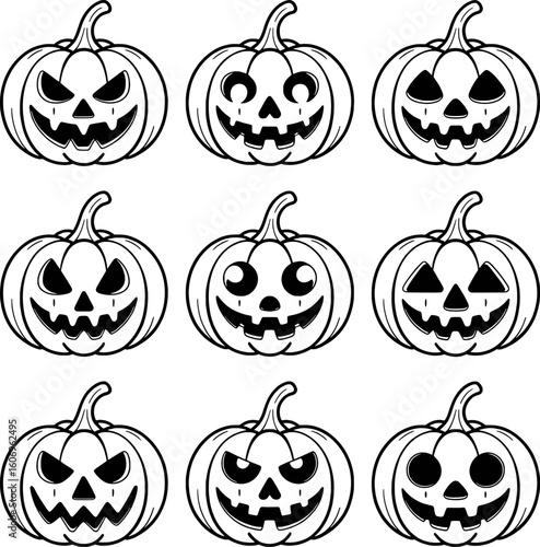 Spooky Halloween Jack O Lantern Faces Collection pumpkin jackolantern