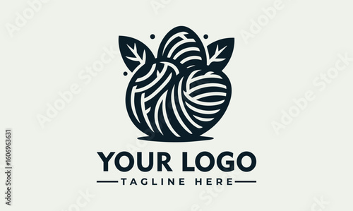 Stylized potato logo design with leaves, representing growth and agriculture.