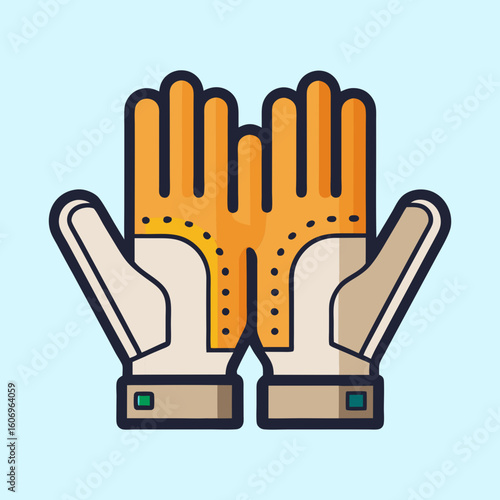 Protective Gloves Illustration in Upward Facing Position with Light Blue Background