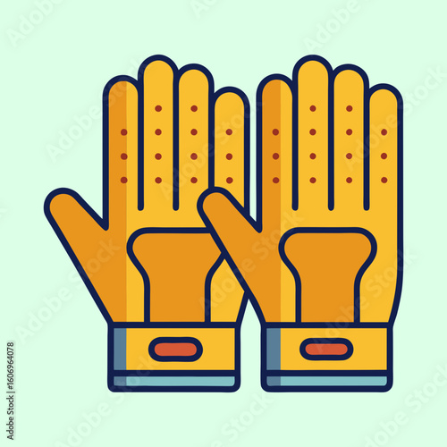 Pair of protective work gloves with reinforced palms and finger accents