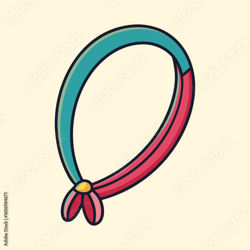 Stylized neckerchief or bandanna with a floral design at the end