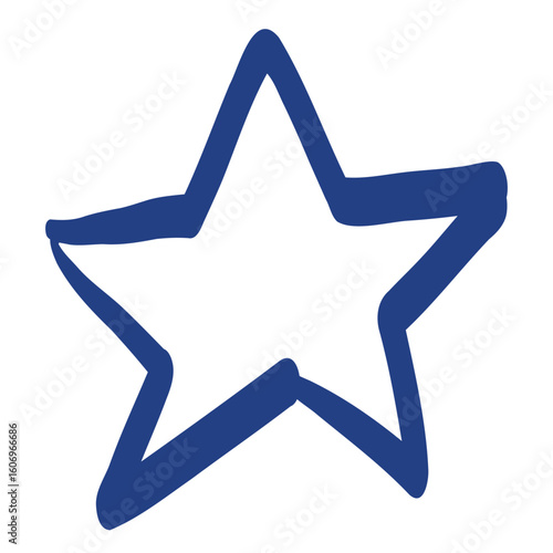 Rough star icon in bold blue outline, ideal for decoration, achievement, ratings, or fun visual design projects.
