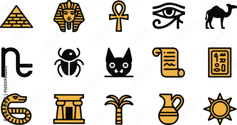 Naklejka premium egypt themed icons set