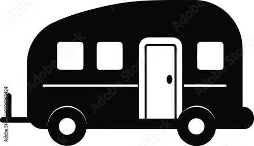 camping car or trailer for camping black silhouette vector illustration