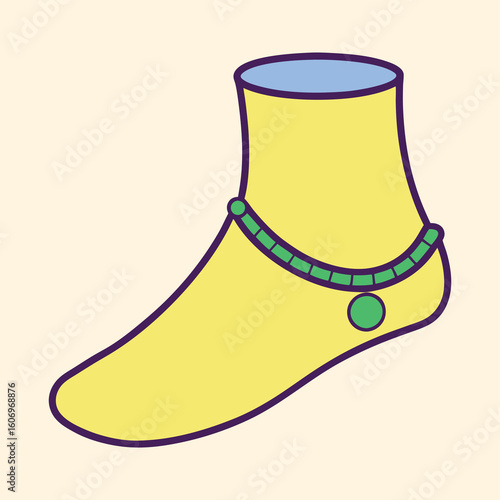 Stylized foot with an anklet and blue trim around the top