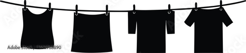 clean clothes drying on a clothesline vector illustration