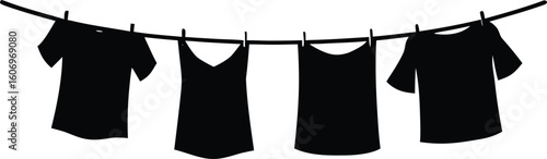 clean clothes drying on a clothesline vector illustration
