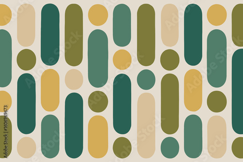 Retro mid century modern abstract pattern with oval shapes