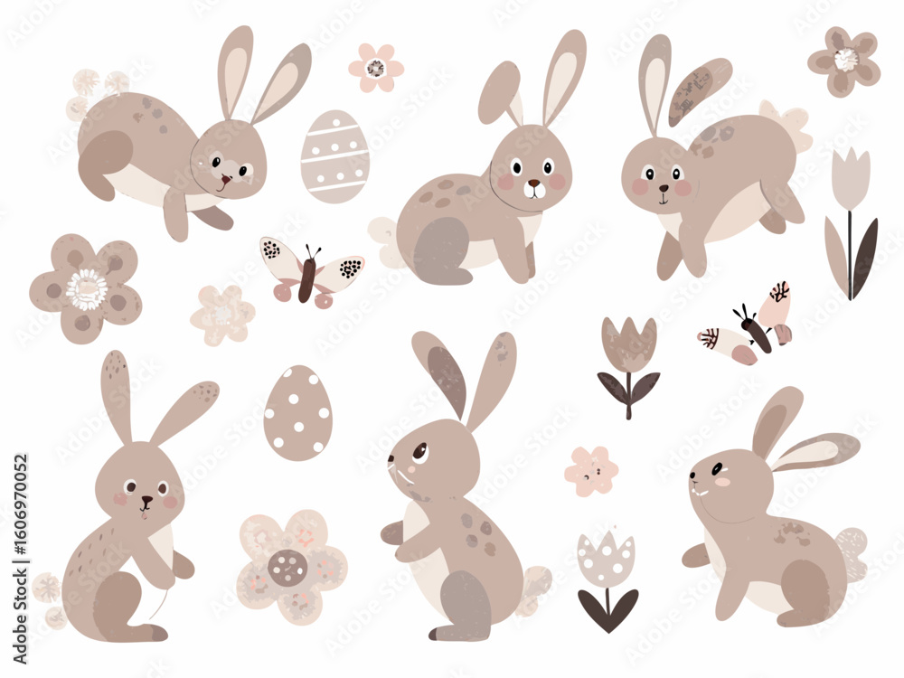 Fototapeta premium set of easter bunny