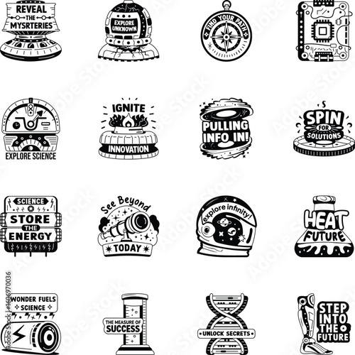 WebBundle of Science Study Glyph Stickers
