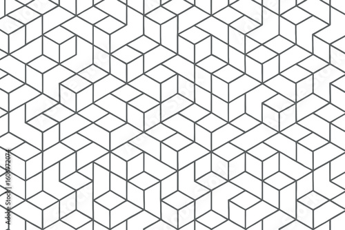 Abstract geometric pattern of intersecting lines and cubes