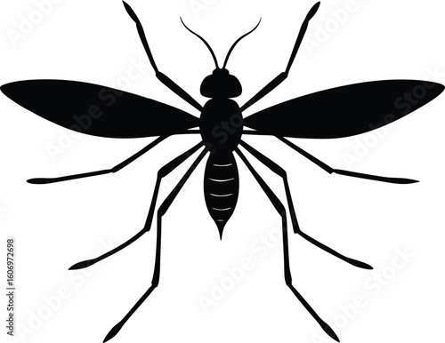  Mosquito icon,flying Mosquito   black silhouette vector illustration