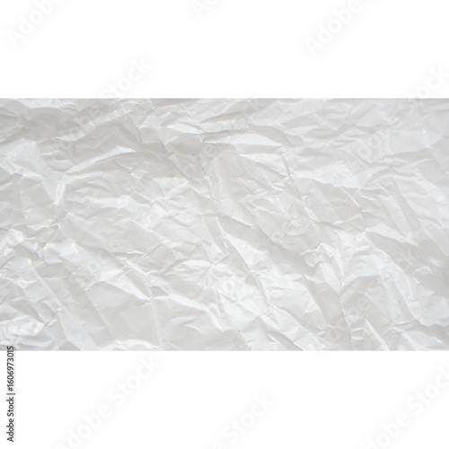 White crumpled paper texture background. Abstract backdrop of a wrinkled and rumpled sheet.