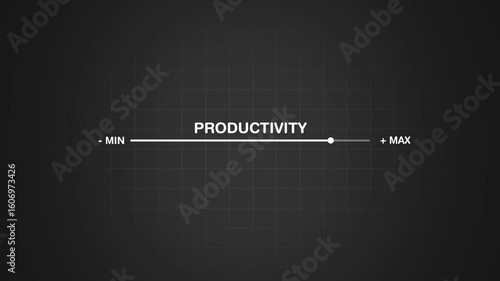 Productivity and efficiency concept. Business adjusting virtual slider from min to max, process to increase productivity and efficiency. The concept of business Productivity added
