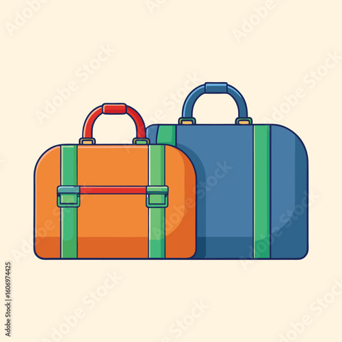 Two colorful cartoon duffel bags, travel essentials, ready for an adventure