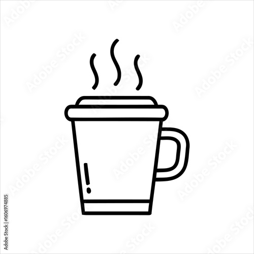 A cup of coffee with steam rising from it. The steam is coming out of the top of the cup