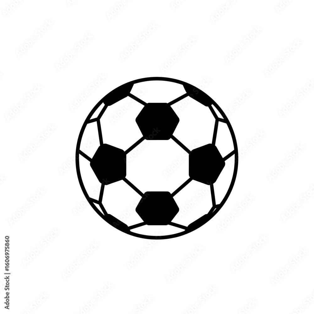 Classic Black and White Hexagonal Panel Soccer Ball Icon. Classic Black and White Hexagonal Panel Soccer Ball Icon.