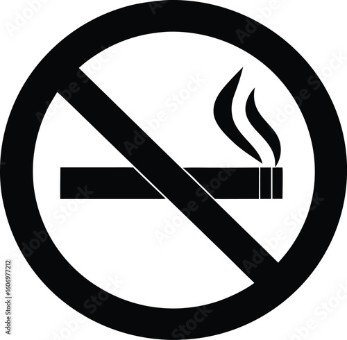 No smoking symbol black silhouette vector,No smoking sign