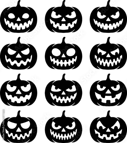 Spooky carved pumpkins with menacing faces for Halloween celebrations jackolantern scary