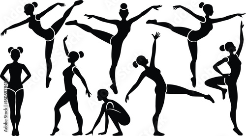 silhouettes of yoga set, yoga people silhouette collection different meditating pose. various style gymnast silhouette set