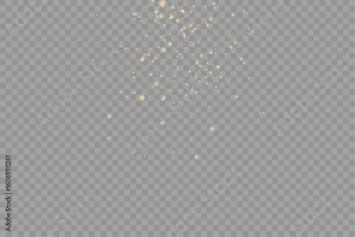 Light golden confetti floating softly in a magical transparent atmosphere