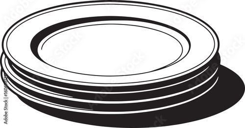 Stack of Plates Illustration Clean Kitchenware Design Dinnerware Dishes Utensils Tableware