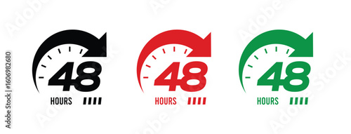 48 hour service sign, 48 hour order execution symbol, 24 hour fast sign, fast service icon.	