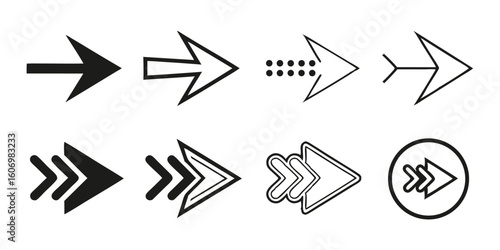 black direction arrow vector icon bundle