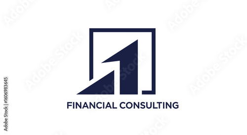 Financial Consulting Logo with Abstract Upward Growth Symbol in Square Frame