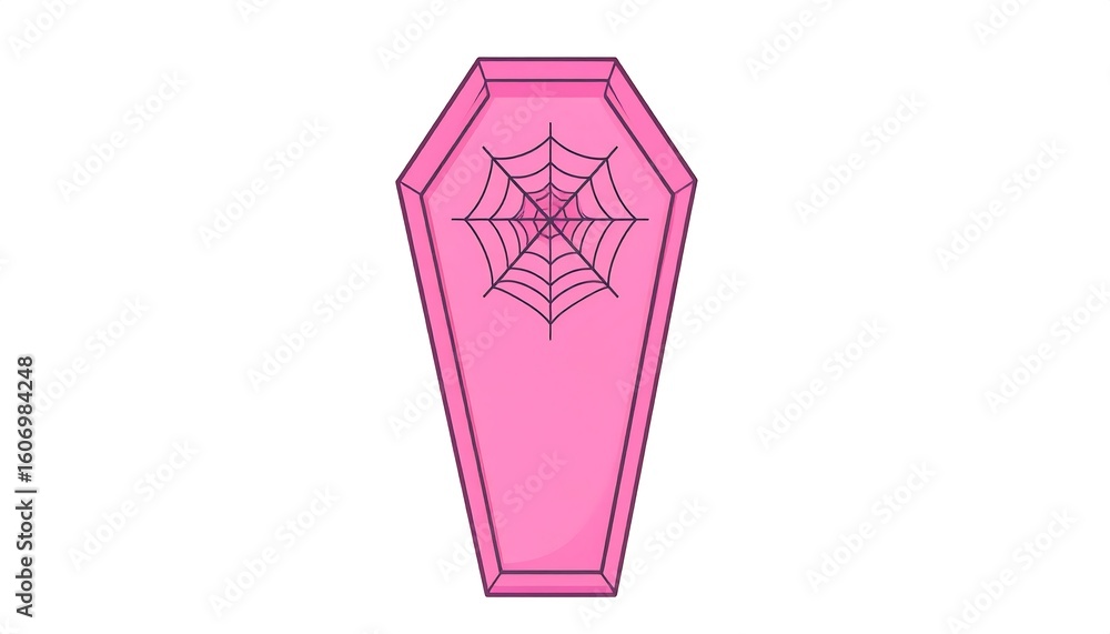 Obraz premium A pink coffin with a spiderweb design