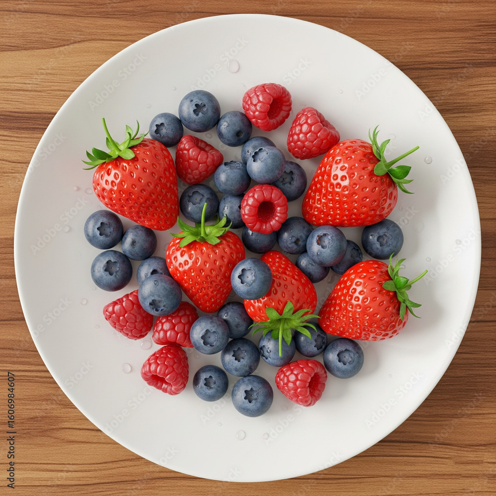 Obraz premium Assorted Berries on White Plate